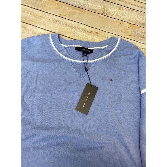 TOMMY HILFIGER Round Hem Crewneck Pullover Sweater In English Manor Color Size L - Picture 5 of 6